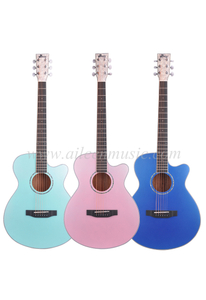Guitarra acústica de color metálico con parte trasera y lateral de madera contrachapada de caoba con parte superior de abeto macizo de 40 pulgadas (AFM17CC-OM) 