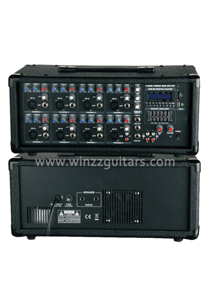 2 x Amplificador de potencia móvil de 8 canales EQ PA (APM-0815U)
