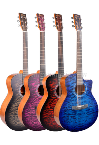 Guitarra acústica de 41 pulgadas con parte superior de bebedero macizo seccionada de colores (AFM17DTC-GA)