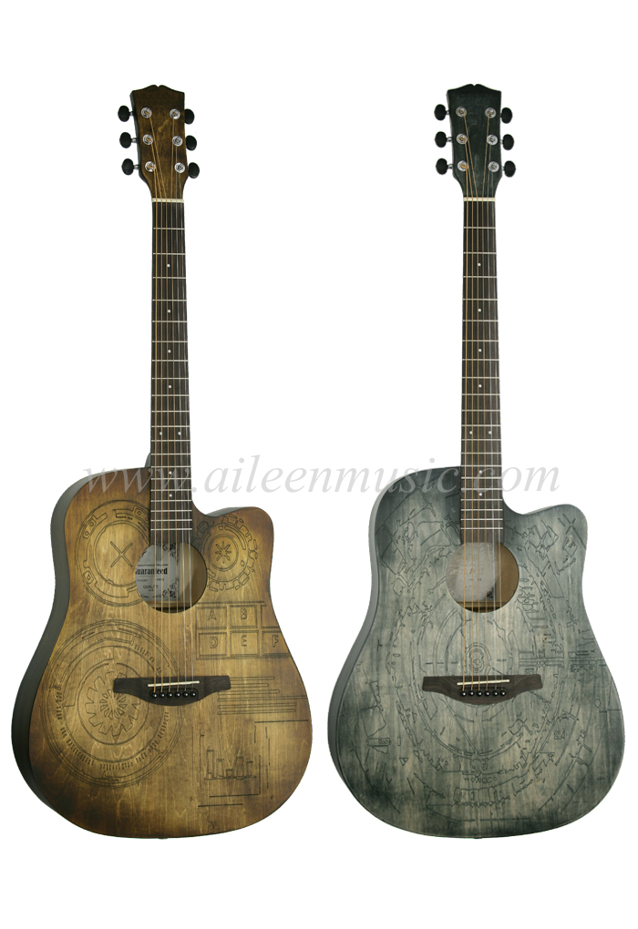 Nuevo producto Guitarra acústica de 41 pulgadas con contrachapado superior de contrachapado de tilo (AF-HE00LC-41)